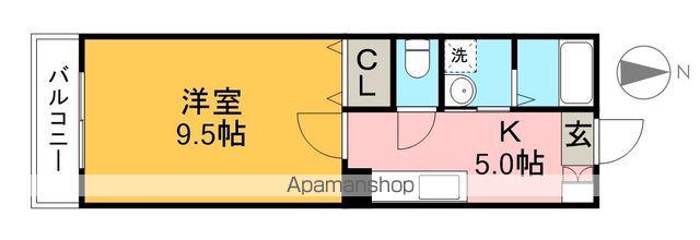 ライトベア(1K/2階)の間取り写真