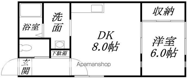 イフィセント(1DK/2階)の間取り写真