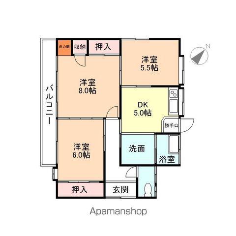 万葉線 旭ケ丘駅(富山) 徒歩20分 1階建 築59年(3K)の間取り写真