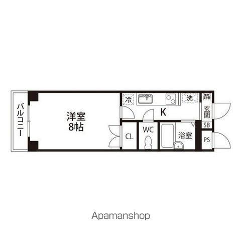 K.C.ヒルズ(1K/3階)の間取り写真