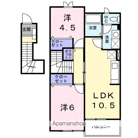 ベル・アルカンシェルC(2LDK/2階)の間取り写真