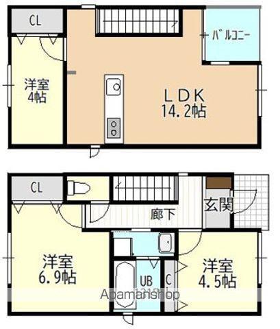 中央本線 新守山駅 徒歩5分 2階建 築7年(3LDK)の間取り写真