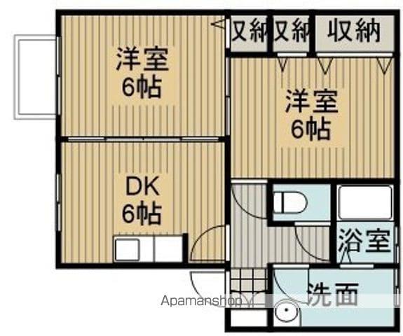 クイーンズヒル(2DK/1階)の間取り写真