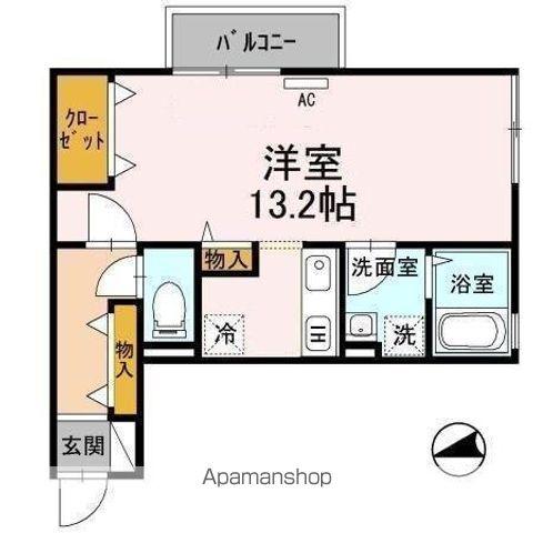 イーグルス・アイB棟(1K/2階)の間取り写真