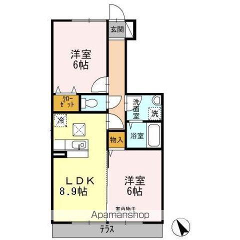 アルカンシェル(2DK/1階)の間取り写真