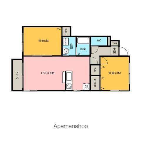 スカイフィールド(2LDK/1階)の間取り写真