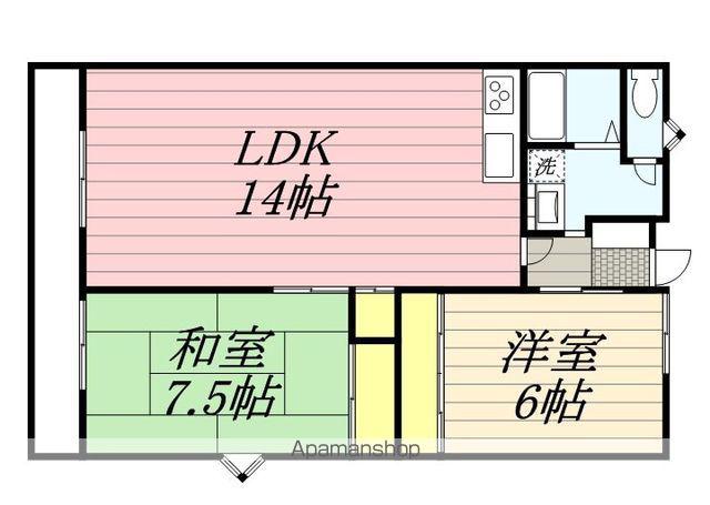 高松ビル(2LDK/4階)の間取り写真