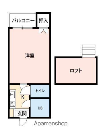 コスモハイツⅠ・Ⅱ(1K/2階)の間取り写真