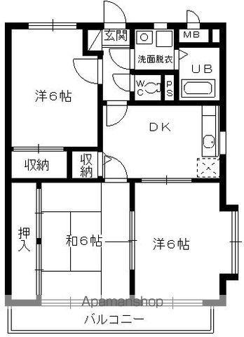 リヴィエールI(3DK/1階)の間取り写真