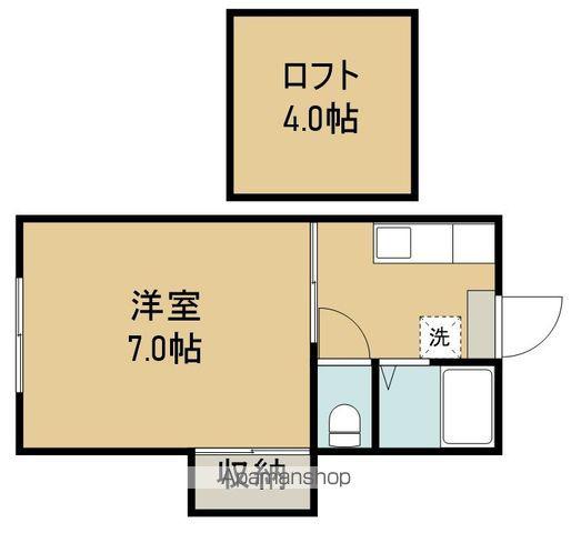 プリンスコート苦竹B(1K/1階)の間取り写真