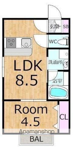 フラムルージュ市(1LDK/1階)の間取り写真