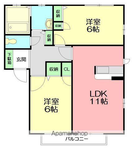 フェリセス1(2LDK/1階)の間取り写真