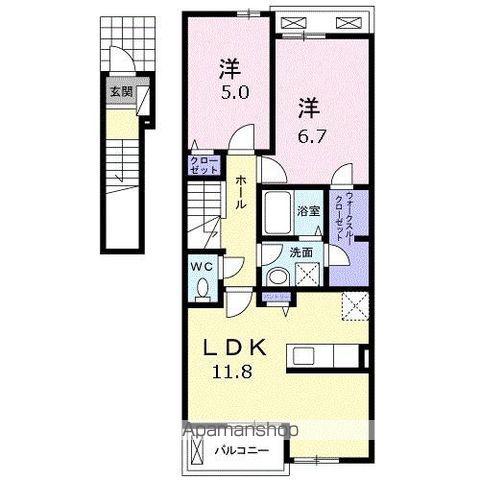 テール リッシュⅢ(2LDK/2階)の間取り写真