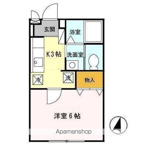 ソリアードU(1K/2階)の間取り写真