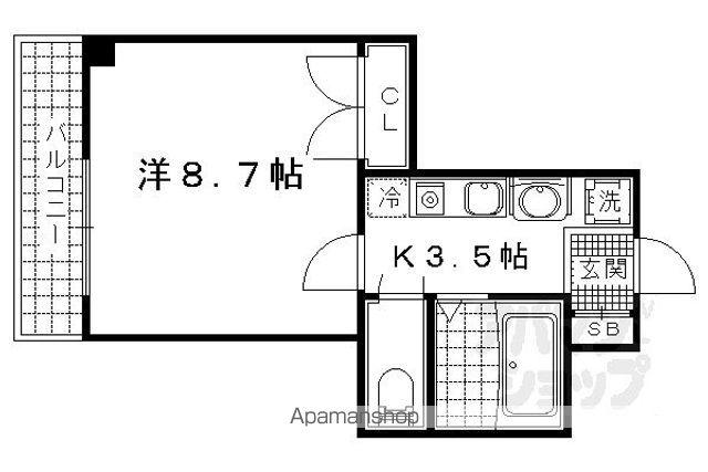 ミラージュ大津京(1K/9階)の間取り写真