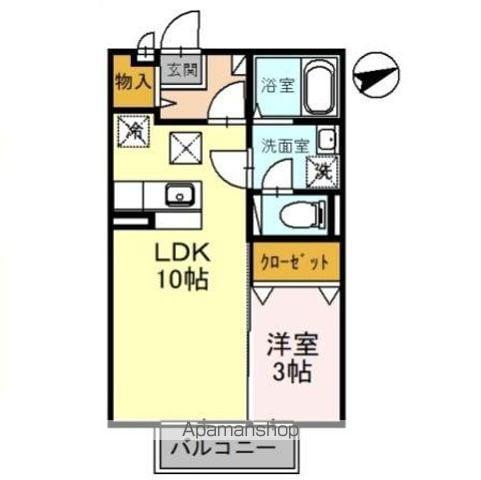 メゾン松葉 B棟(1LDK/1階)の間取り写真