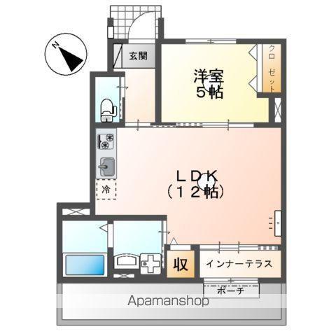 プランドール リサ(1LDK/1階)の間取り写真
