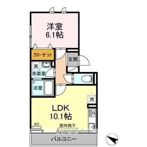 DーROOM内山Ⅰ(1LDK/3階)の間取り写真