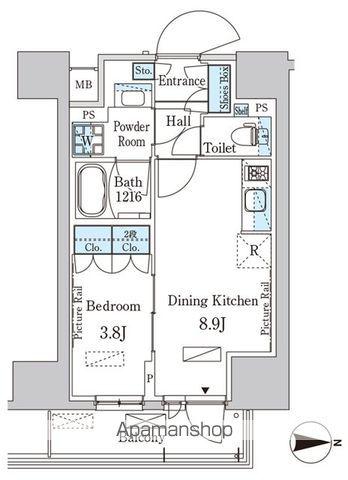 パークアクシス入谷(1DK/4階)の間取り写真