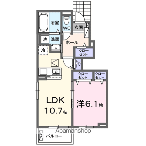 ハッピーメゾンⅧ C(1LDK/1階)の間取り写真