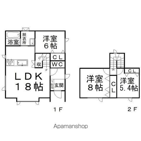 石北本線 北見駅 バス乗車時間：8分 西４号線バス停で下車 徒歩3分 2階建 築1年(3LDK)の間取り写真