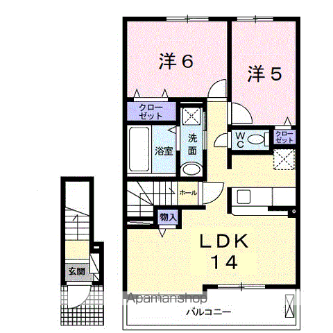サン ベル Ⅰ(2LDK/2階)の間取り写真