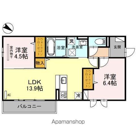 GRANDEL B棟(2LDK/1階)の間取り写真