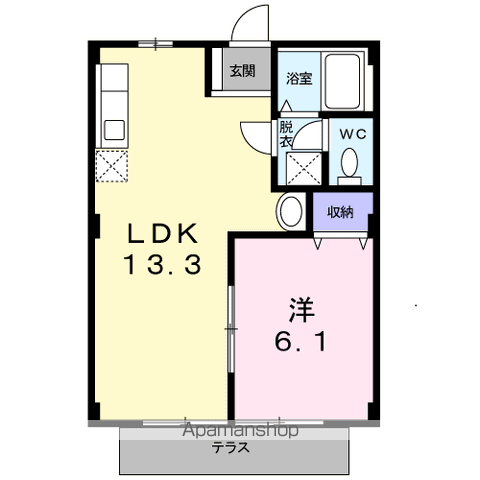 六田アパートHAMADA(1LDK/1階)の間取り写真