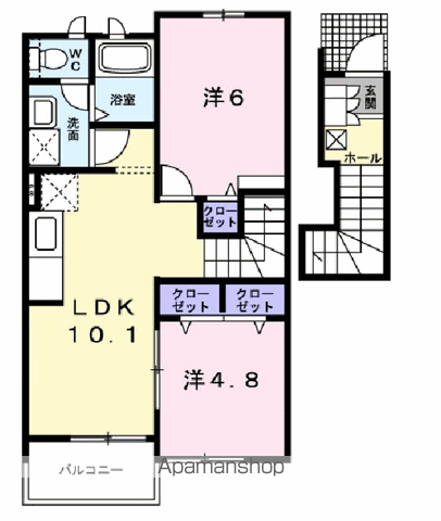 ノエル壱番館(2LDK/2階)の間取り写真