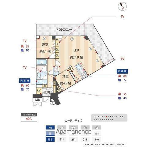 ザ・パークハウス福岡タワーズウエスト(2LDK/25階)の間取り写真