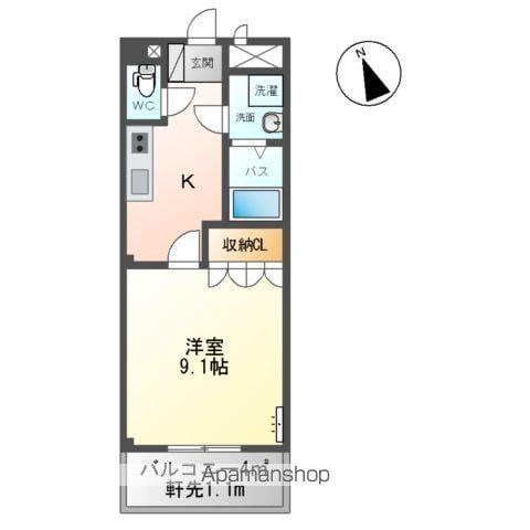 アバンテ・コオリ駅前(1K/2階)の間取り写真