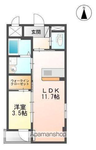 ソレイユ木太(1LDK/3階)の間取り写真