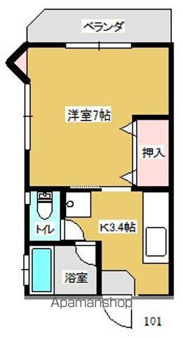 インターグリーンハイツⅡ(1K/1階)の間取り写真