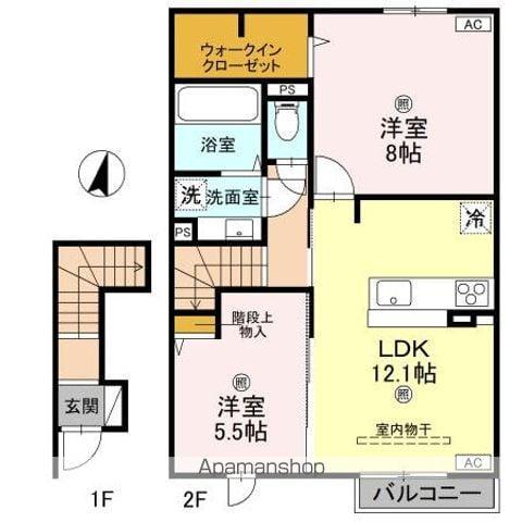 クレスト(2LDK/2階)の間取り写真