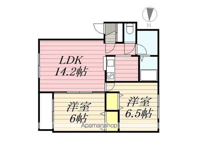 ドミール静(2LDK/1階)の間取り写真