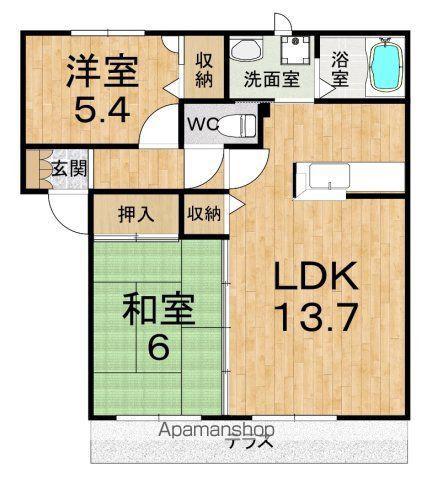 ラフィナートC(2LDK/1階)の間取り写真