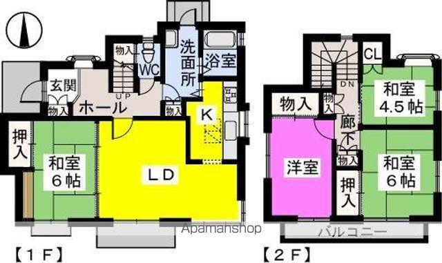 香椎線 香椎神宮駅 徒歩9分 2階建 築35年(4LDK)の間取り写真