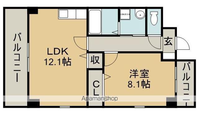 CRECER ノース(1LDK/3階)の間取り写真