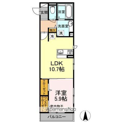 エルレープⅢ(1LDK/2階)の間取り写真