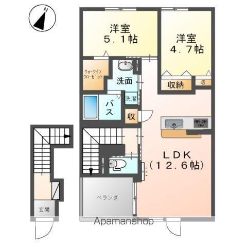 クレール(2LDK/2階)の間取り写真