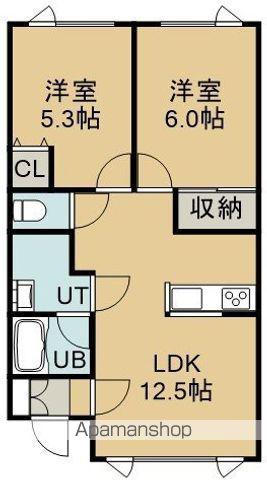 KTアパートメント(2LDK/1階)の間取り写真