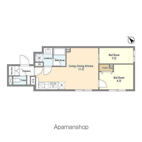 ウェルスクエア駒込(2LDK/2階)の間取り写真
