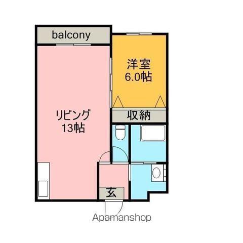 キャッスル香理奈(1LDK/3階)の間取り写真