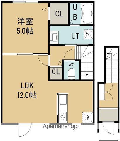 アシル・ハイム(1LDK/2階)の間取り写真