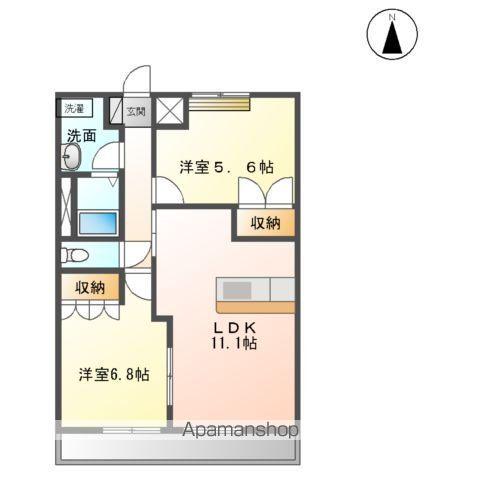 シェルルST1(2LDK/1階)の間取り写真