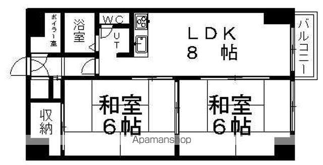 南郷丘ハイツ(2DK/2階)の間取り写真