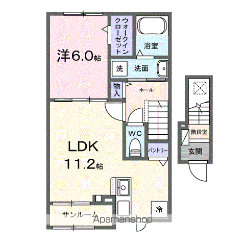 セレスティアⅠ(1LDK/2階)の間取り写真