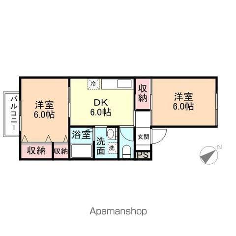 セジュール大町(2DK/2階)の間取り写真