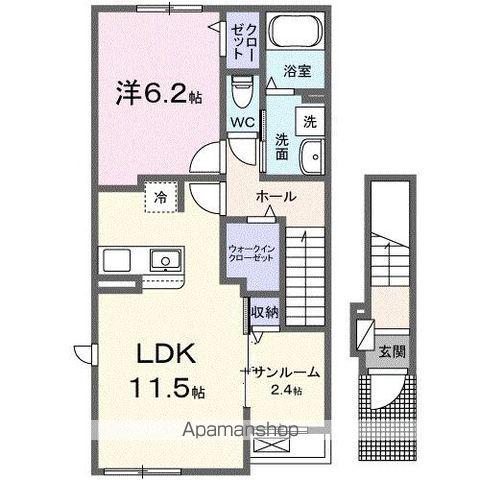 ル・ボヌール三木Ⅷ(1LDK/2階)の間取り写真