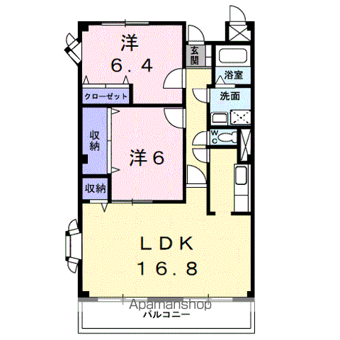 グランド・メール(2LDK/2階)の間取り写真